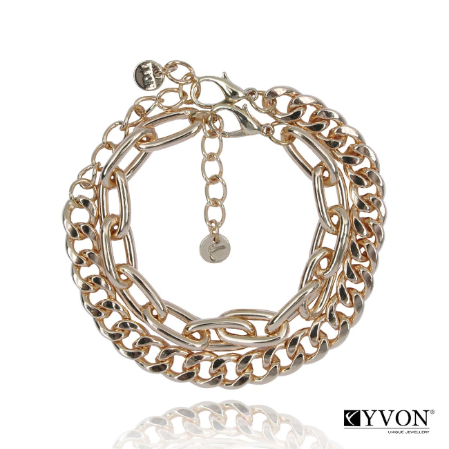 Модерна дамска гривна YVON тип синджир Golden Touch