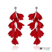 Сатенени дамски обеци YVON Satin Elegance in Red