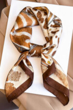 Сатенен шал KAMEA 70x70 см с животински принт зебра, пантера и жираф