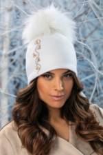 Луксозна дамска шапка WILLI от фина сертифицирана вълна – модел CYPRA в бяло